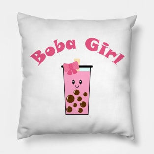 Boba Girl in Pink Pillow