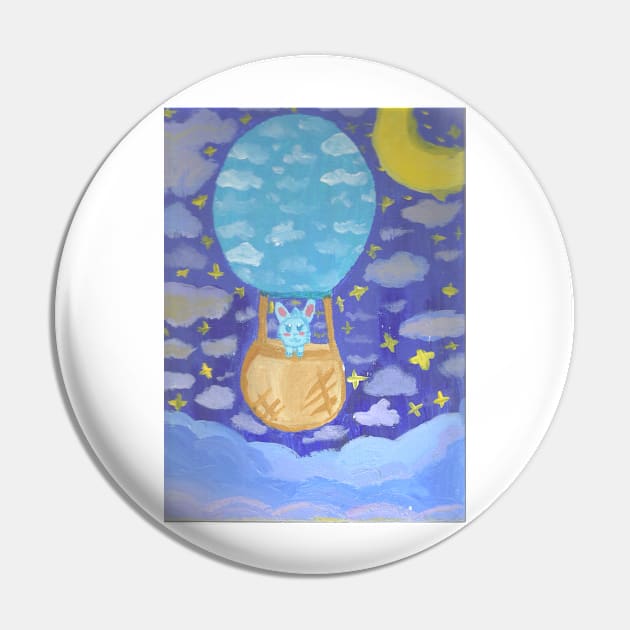 Kawaii Hot Air Ballon Bunny Pin by starpinneappleartshop