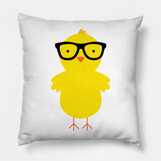 Yellow Hipster Duckling Pillow by theglaze