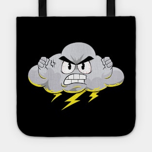 Angry Cloud with Lightning Thunderstorm Weather Tote