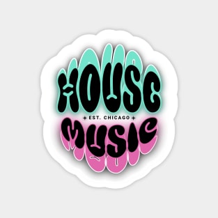 HOUSE MUSIC  - Puffy Y2K Glow (Black/teal/Pink) Magnet