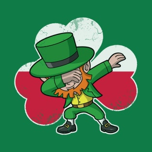 Irish Polish Dabbing Leprechaun Shamrock T-Shirt