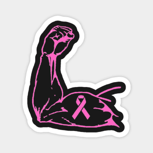 Flexed arm with pink Awareness Ribbon Magnet