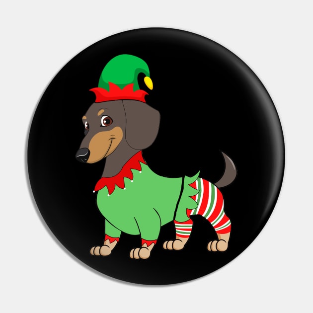 Dachshund In Elf Costume Christmas Shirt Pin by Danielsmfbb