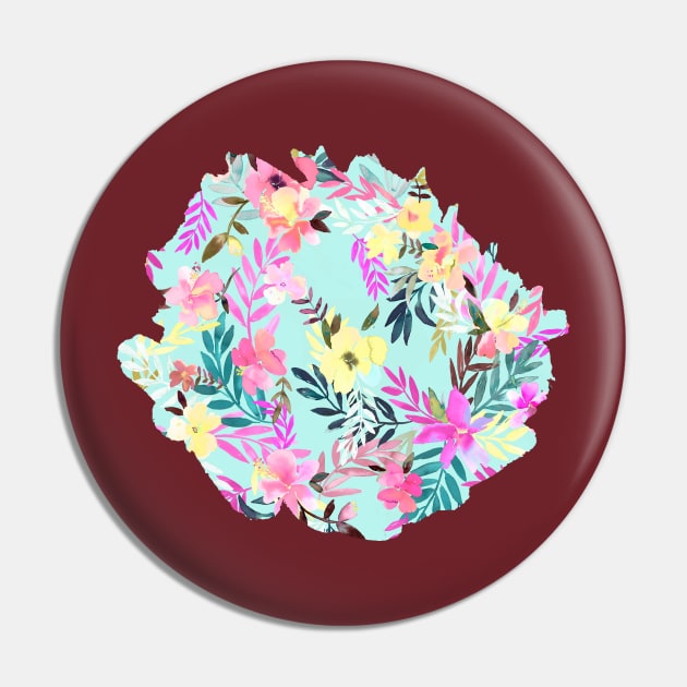 Hibiscus Floral Tropical Blue Pin by ninoladesign