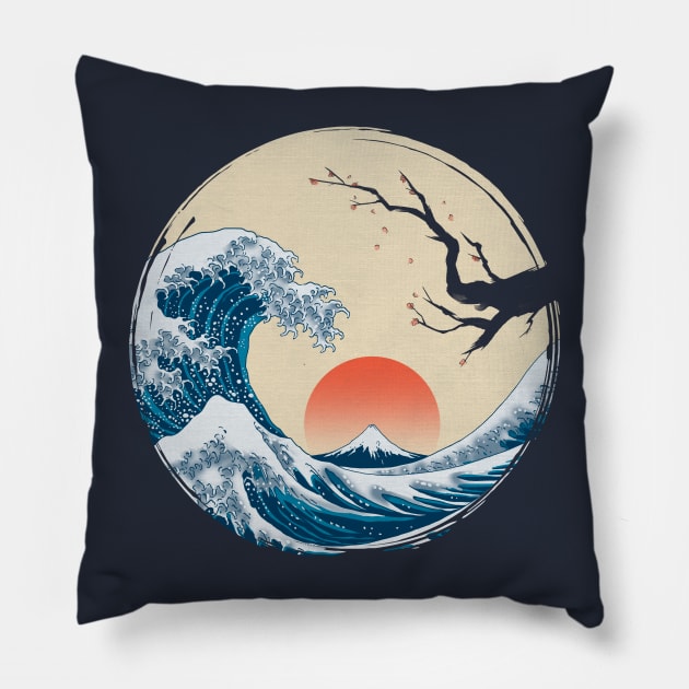 Asian Wave Pillow by ddjvigo