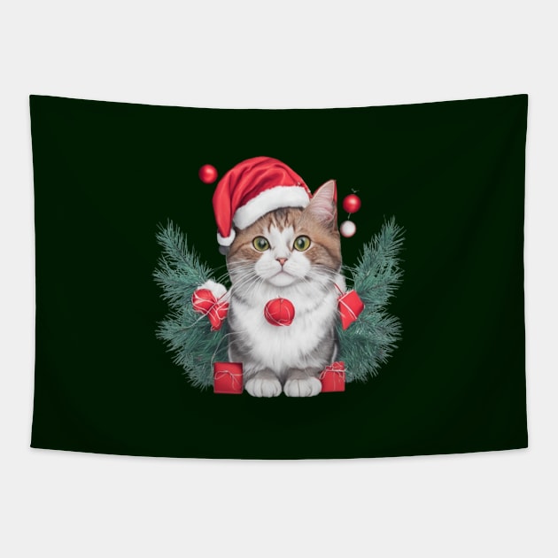 funny santa cat Tapestry by halazidan