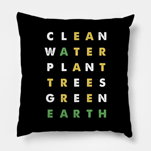 Earth Day Word Game Puzzle Earthday Pillow by FrancisDouglasOfficial