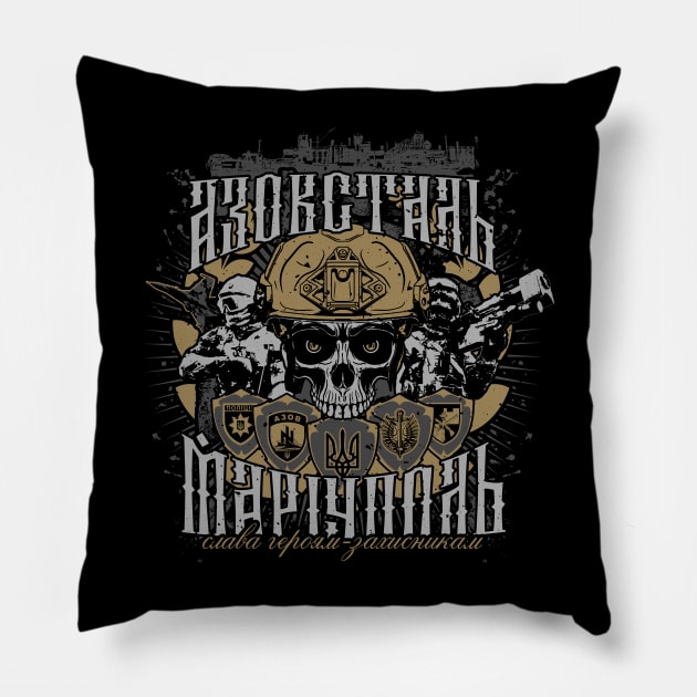 SUPPORT UKRAINE - mariupol azovstal Pillow by Brom Store