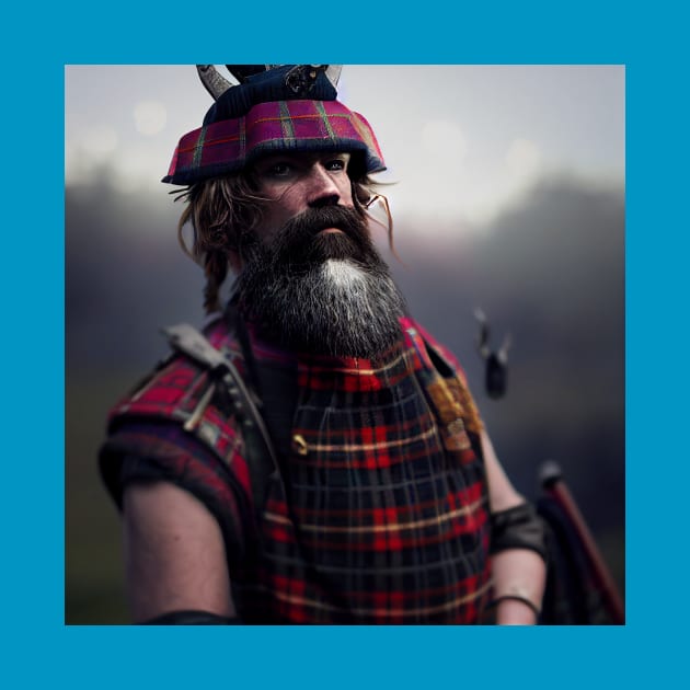 Scottish Highlander in Clan Tartan by Grassroots Green