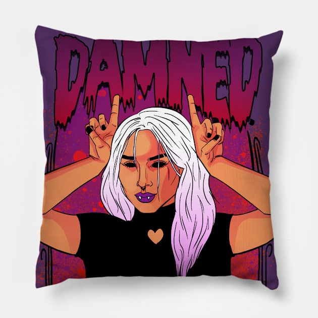 Damned Girl Pillow by @akaluciarts