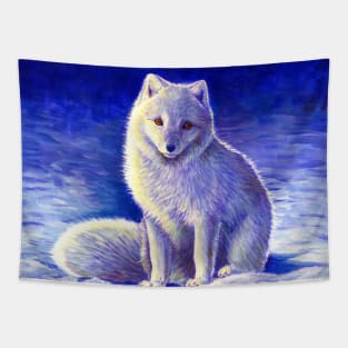 Peaceful Winter Arctic Fox Tapestry