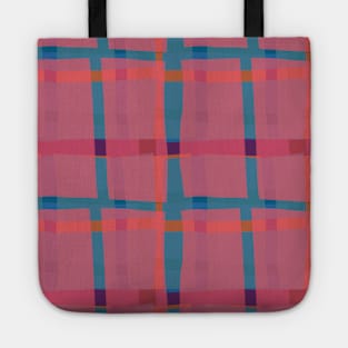 Contemporary Color Block Mid-Century Modern Pseudo Plaid Tote