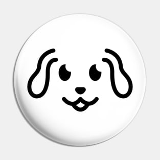 Woof! - Cute Dog Face Line Art - Black Pin