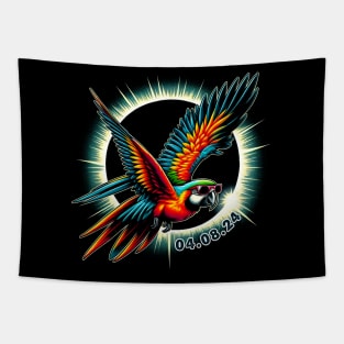 Solar Eclipse Parrot Adventure: Chic Tee with Vibrant Feathery Companions Tapestry