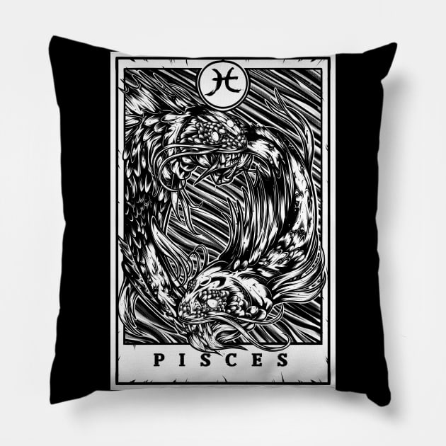 Pisces Zodiac Tarot Pillow by Scottconnick