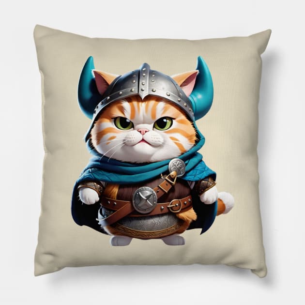 Cute Viking warrior cat Pillow by Human light 