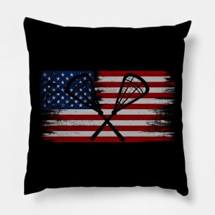 lacrosse american flag Pillow