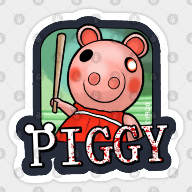 Piggy With Bat And Logo Roblox Sticker Teepublic - logo de roblox jpg