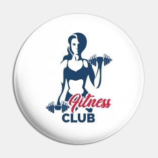 Fitness club emblem with training athletic woman Pin