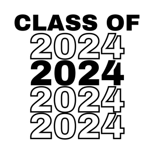 Class Of 2024 Repeated. Simple Typography 2024 Design for Class Of/ Graduation Design. Black T-Shirt