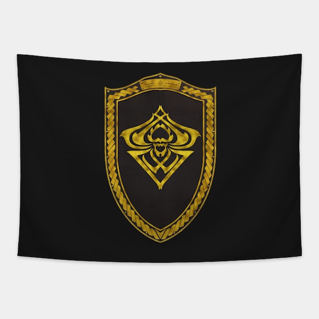 Spider Sigil Gold (Shield Gold Celtic Rope Gold rims Black Core) Tapestry by Swabcraft