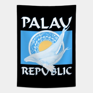 Republic of Palau Flag with Humpback Whales Tapestry