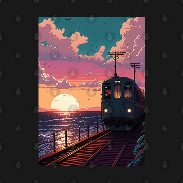 Retro Anime Style Old Japanese Train by KaPrints