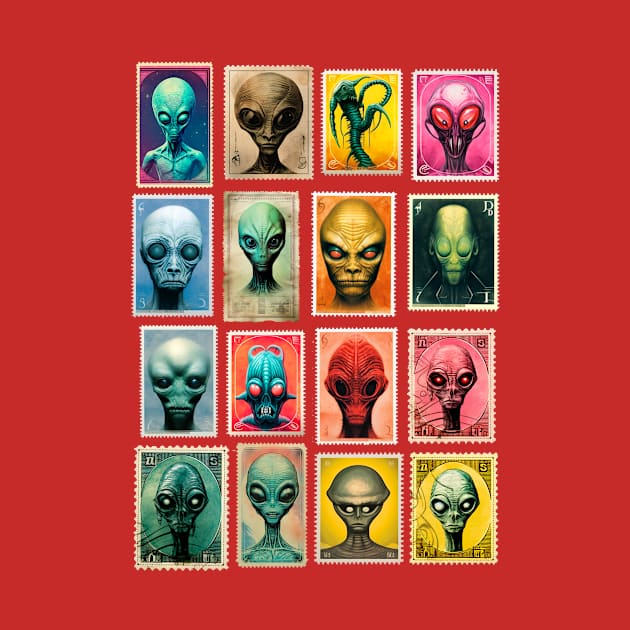 Postage Stamps Extraterrestrial life- Philately by enyeniarts