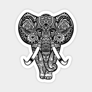 Vintage graphic vector Indian lotus ethnic elephant. African tribal ornament. Magnet