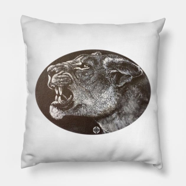 Angry Lioness Pillow by CelticDragoness