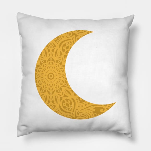 Mandala Yellow Moon Pillow by aterkaderk