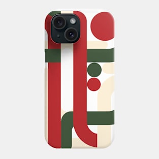 Geometric green red christmas abstract Phone Case