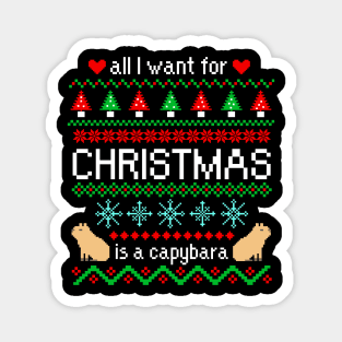 All I Want for Christmas is a Capybara Ugly Sweater Black Magnet