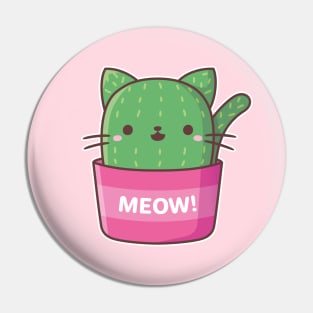 Cute Cat Cactus Plant Pin