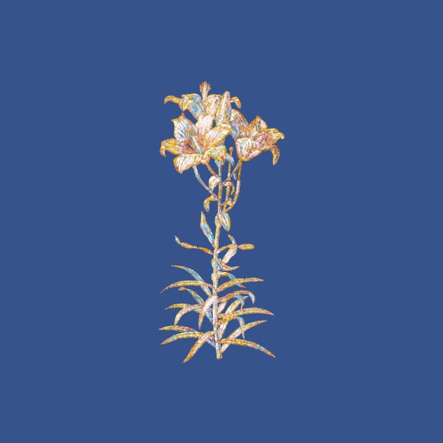Gold Prism Mosaic Fire Lily Botanical Illustration by Holy Rock Design