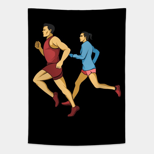 Marathon Runner Tapestry by fromherotozero