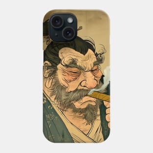 Puff Sumo Smoking a Cigar: "Nothing Bothers Me When I'm Smoking a Cigar" on a Dark Background Phone Case