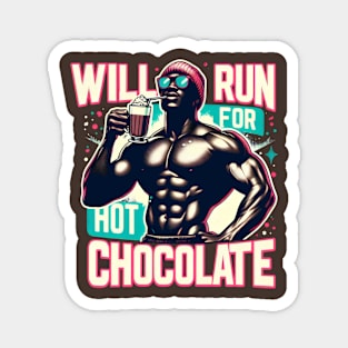 Will Run For Hot Chocolate Lover Funny Fitness Melanin Guy Magnet