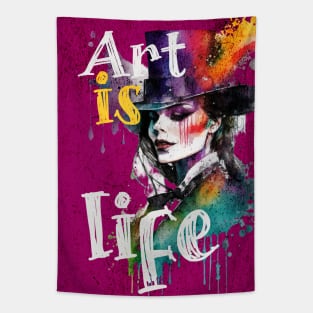 Art is Life Grunge Woman Tapestry