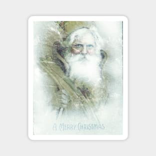 Frosted vintage Santa Claus Merry Christmas Greeting Magnet