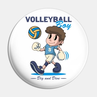 Funny Volleyball Boy Pin