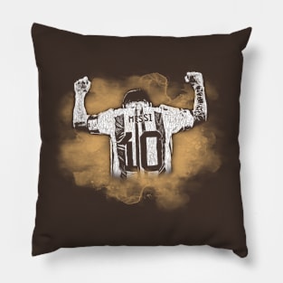 messi watercolor brown Pillow