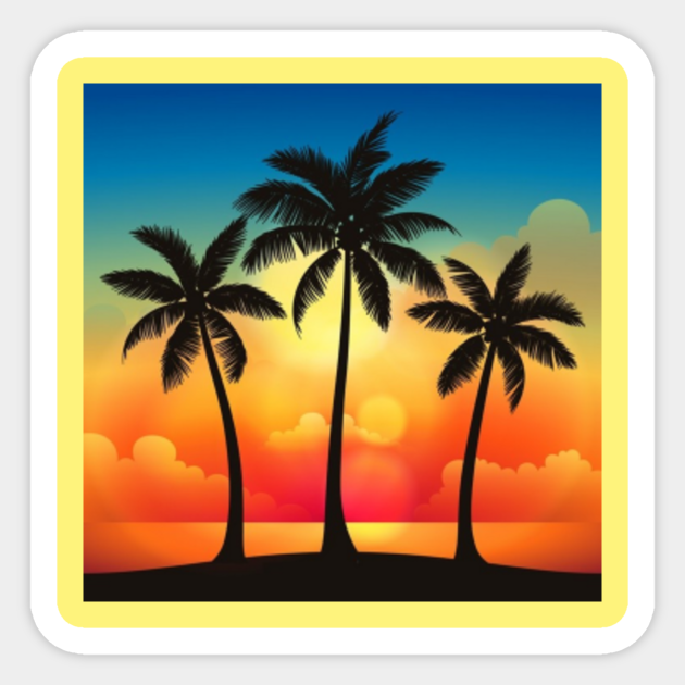 Colorful Beach Sunset - Beach - Sticker