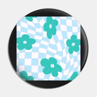 groovy pinterest checkered abstract blue flower print Pin