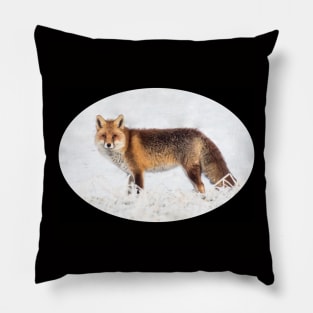Gift idea Fox in winter. Photo Pillow