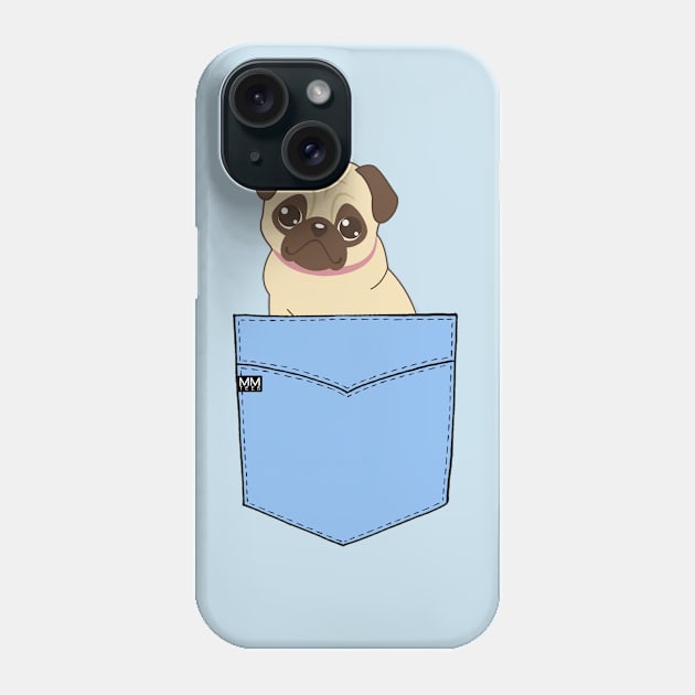 Pug Puppy Pouchie Shirt - In Pocket Phone Case by MMTees