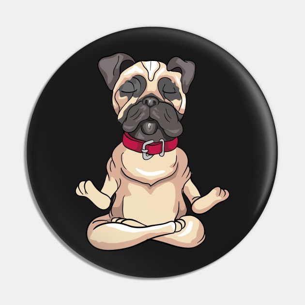 Yoga Meditation Pug Dog Pin by BDAZ