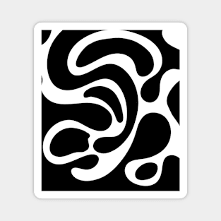 Black and white liquid marble swirl style pattern Magnet