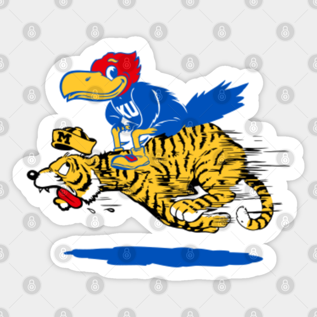 Vintage Missouri Tiger vs. K-U Jayhawk - Kansas - Sticker